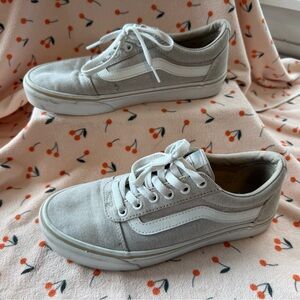 Vans Low-Top Canvas Sneakers in Light Gray & White